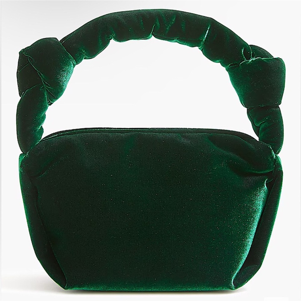 J Crew green velvet evening bag